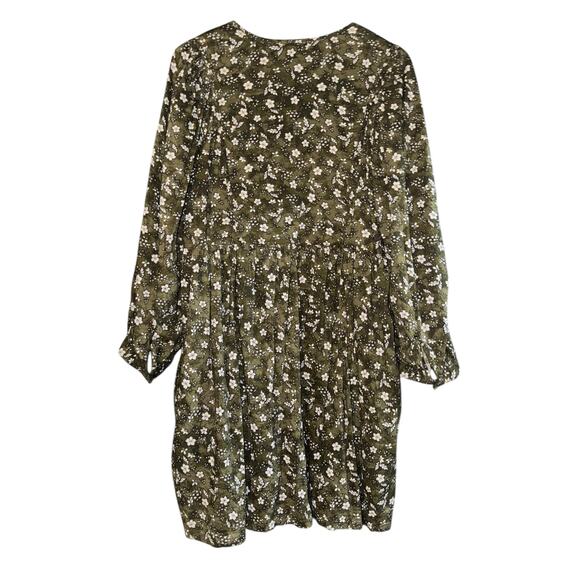 Old Navy Corset Front Tie Floral Dress XL Pockets Spring Cottage Prairie Green - Picture 7 of 9